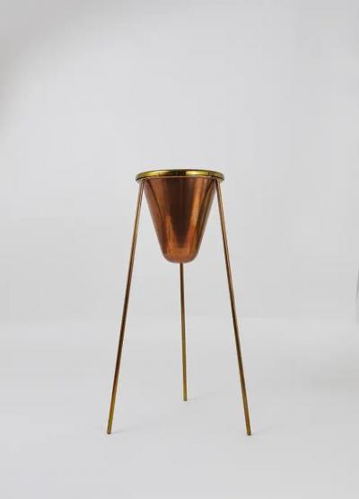  Werkst tte Carl Aub ck Rare Carl Aubock Copper Brass Tripod Floor Ashtray Austria 1950s