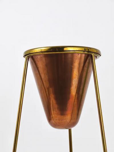  Werkst tte Carl Aub ck Rare Carl Aubock Copper Brass Tripod Floor Ashtray Austria 1950s