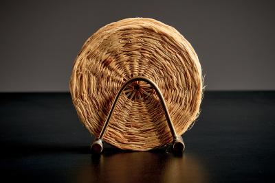  Werkst tte Carl Aub ck Set of Six Straw Coasters with Brass Holder by Werkst tte Carl Aub ck