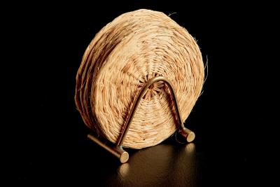  Werkst tte Carl Aub ck Set of Six Straw Coasters with Brass Holder by Werkst tte Carl Aub ck