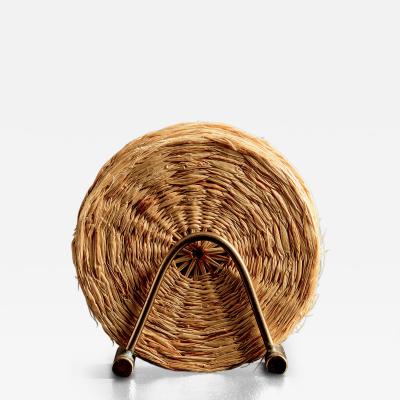  Werkst tte Carl Aub ck Set of Six Straw Coasters with Brass Holder by Werkst tte Carl Aub ck