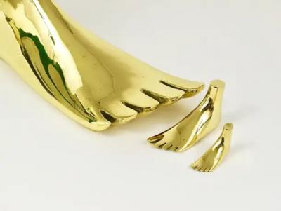  Werkst tte Carl Aub ck Signed Carl Aub ck Midcentury Brass Foot Paperweight Handmade Sculpture
