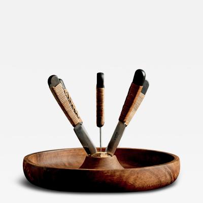  Werkst tte Carl Aub ck Wooden Fruit Bowl with Six Knives by Werkst tte Carl Aub ck