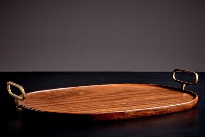  Werkst tte Carl Aub ck Wooden Serving Tray with Brass Handles by Werkst tte Carl Aub ck