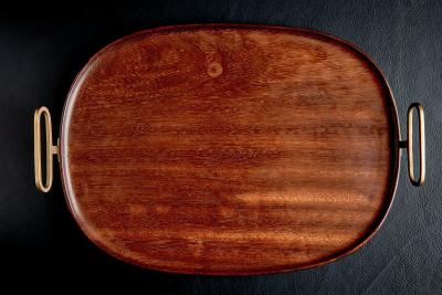  Werkst tte Carl Aub ck Wooden Serving Tray with Brass Handles by Werkst tte Carl Aub ck