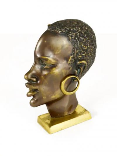  Werkst tte Hagenauer Wien Beautiful Brass Bust of an African Woman in the Manner Hagenauer Austria 1950s