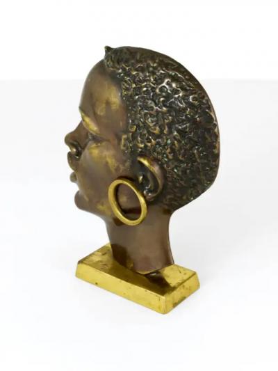  Werkst tte Hagenauer Wien Beautiful Brass Bust of an African Woman in the Manner Hagenauer Austria 1950s