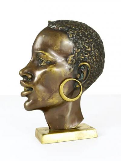  Werkst tte Hagenauer Wien Beautiful Brass Bust of an African Woman in the Manner Hagenauer Austria 1950s