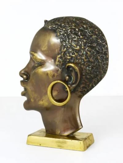  Werkst tte Hagenauer Wien Beautiful Brass Bust of an African Woman in the Manner Hagenauer Austria 1950s