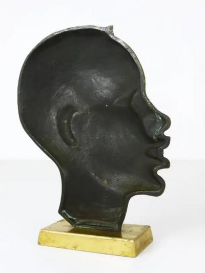  Werkst tte Hagenauer Wien Beautiful Brass Bust of an African Woman in the Manner Hagenauer Austria 1950s
