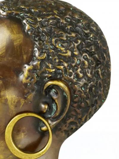  Werkst tte Hagenauer Wien Beautiful Brass Bust of an African Woman in the Manner Hagenauer Austria 1950s