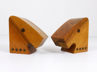  Werkst tte Hagenauer Wien Hagenauer Style Horse Bust Bookends Walnut and Brass Austria ca 1940s