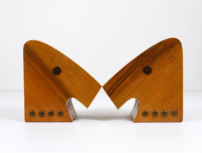  Werkst tte Hagenauer Wien Hagenauer Style Horse Bust Bookends Walnut and Brass Austria ca 1940s
