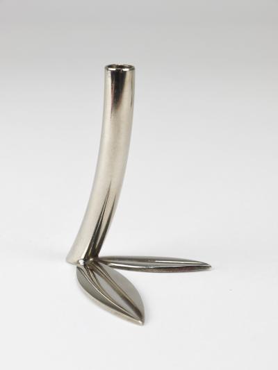  Werkst tte Hagenauer Wien Werkst tte Hagenauer 4 Soliflore Leaf Vases Brass Nickel Vienna 1960s