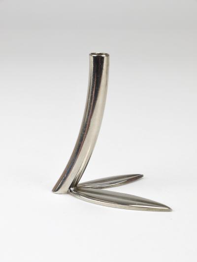  Werkst tte Hagenauer Wien Werkst tte Hagenauer 4 Soliflore Leaf Vases Brass Nickel Vienna 1960s