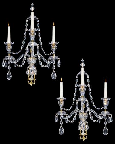  Werner Mieth A PAIR OF NEOCLASSICAL CUT GLASS WALL LIGHTS ATTRIBUTED TO WERNER MIETH