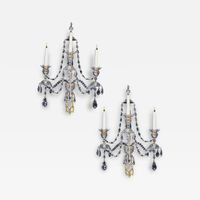  Werner Mieth A PAIR OF NEOCLASSICAL CUT GLASS WALL LIGHTS ATTRIBUTED TO WERNER MIETH