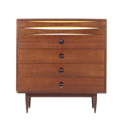  West Michigan Furniture Co Arne Vodder Style West Michigan Furniture Mid Century Walnut Highboy Dresser