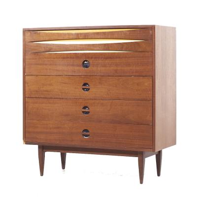  West Michigan Furniture Co Arne Vodder Style West Michigan Furniture Mid Century Walnut Highboy Dresser