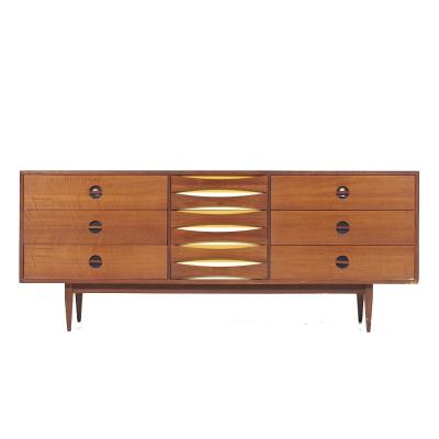  West Michigan Furniture Co Arne Vodder Style West Michigan Furniture Mid Century Walnut Lowboy Dresser