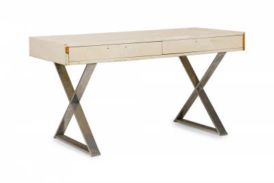  West Michigan Furniture Co West Michigan Furniture Company Mid Century White Lacquered Campaign Desk