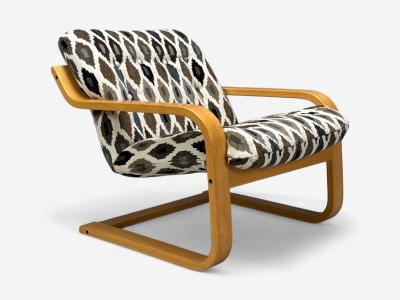 Westnofa of Norway Westnofa Bentwood Fabric Lounge Chair and Ottoman Norway 1960s