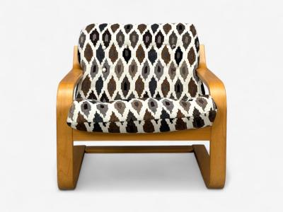 Westnofa of Norway Westnofa Bentwood Fabric Lounge Chair and Ottoman Norway 1960s