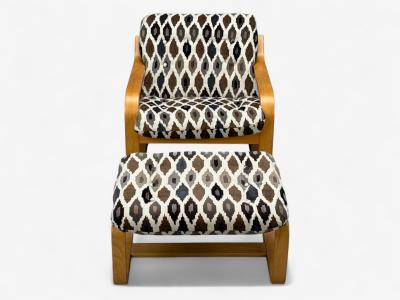 Westnofa of Norway Westnofa Bentwood Fabric Lounge Chair and Ottoman Norway 1960s