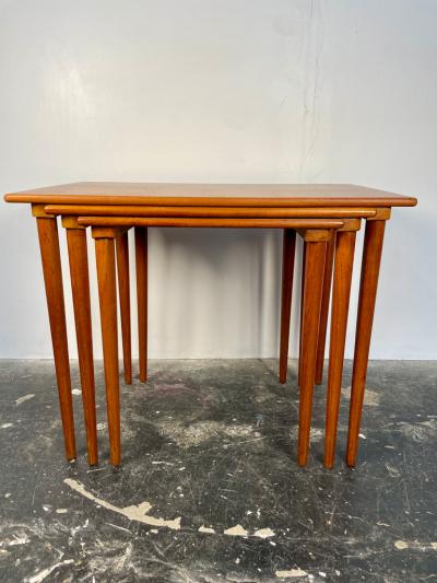  Westnofa of Norway Westnofa Teak Set of 3 Nesting Tables with Conical Legs