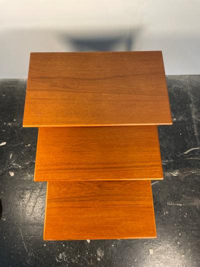  Westnofa of Norway Westnofa Teak Set of 3 Nesting Tables with Conical Legs