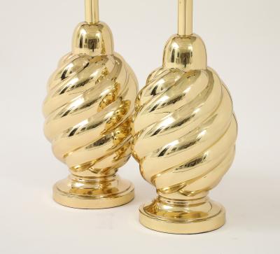  Westwood Industries Pair of 1960s Mirror Polished Brass Swirl Lamps by Westwood Industries 