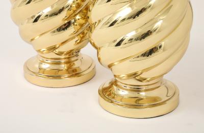  Westwood Industries Pair of 1960s Mirror Polished Brass Swirl Lamps by Westwood Industries 