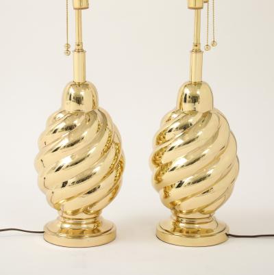  Westwood Industries Pair of 1960s Mirror Polished Brass Swirl Lamps by Westwood Industries 