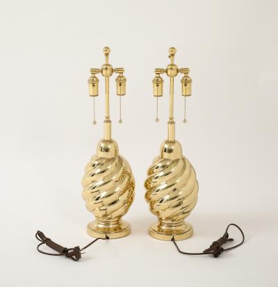  Westwood Industries Pair of 1960s Mirror Polished Brass Swirl Lamps by Westwood Industries 