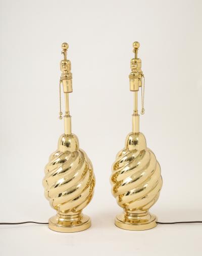  Westwood Industries Pair of 1960s Mirror Polished Brass Swirl Lamps by Westwood Industries 