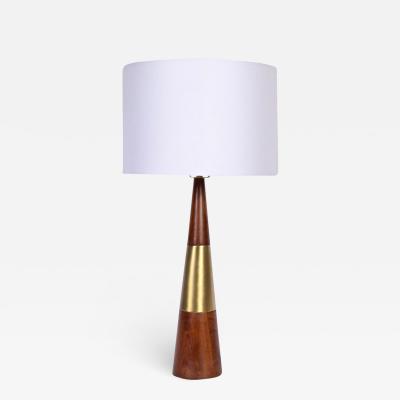  Westwood Lamps Tall Tony Paul for Westwood Swedish Brass Solid Walnut Table Lamp 1950s