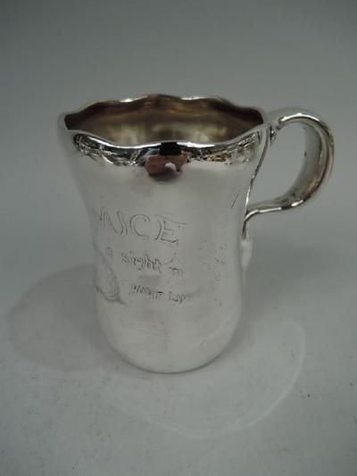  Whiting Manufacturing Co Whiting Sterling Silver Three Blind Mice Nursery Rhyme Baby Cup