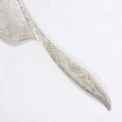  Whiting Manufacturing Company Aesthetic Movement Sterling Silver Fish Slice w Acid Etched Detail by Whiting