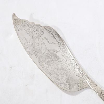  Whiting Manufacturing Company Aesthetic Movement Sterling Silver Fish Slice w Acid Etched Detail by Whiting