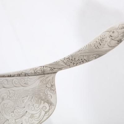  Whiting Manufacturing Company Aesthetic Movement Sterling Silver Fish Slice w Acid Etched Detail by Whiting