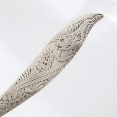  Whiting Manufacturing Company Aesthetic Movement Sterling Silver Fish Slice w Acid Etched Detail by Whiting
