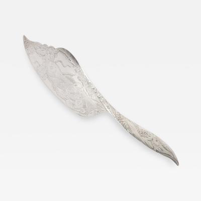  Whiting Manufacturing Company Aesthetic Movement Sterling Silver Fish Slice w Acid Etched Detail by Whiting