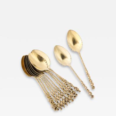  Whiting Manufacturing Company Whiting Mfg Co Set of 12 Arts Crafts Sterling Silver Desert Spoons by Whiting Manufacturing