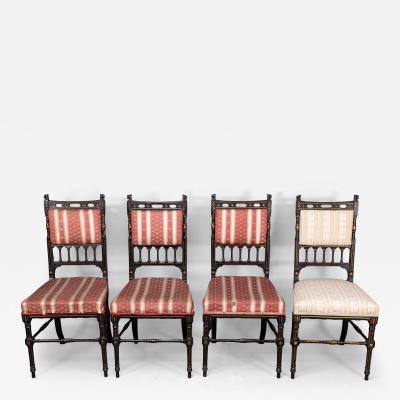  Whytock Reid R Whytock Co Set of 4 Aesthetic Movement Walnut Gilt Side Chairs