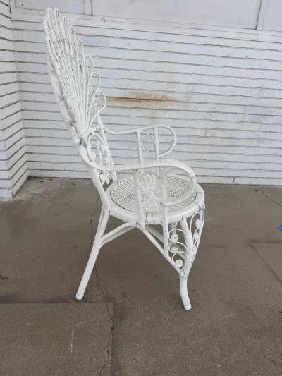  Wicker Works Mid 20th Century Vintage Painted Wicker Chair