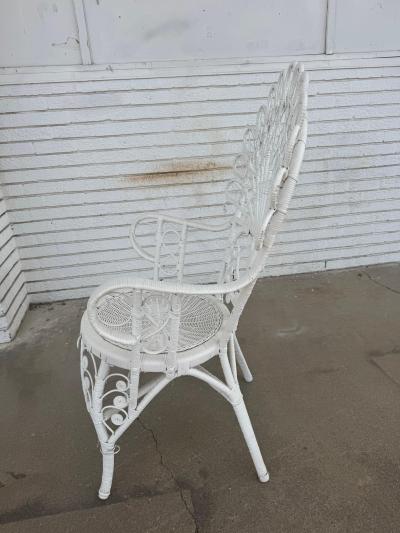  Wicker Works Mid 20th Century Vintage Painted Wicker Chair