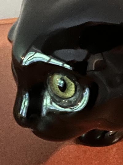  Wiener Werkst tte AUSTRIAN CERAMIC BLACK CAT WITH GLASS EYES BY WIENER WERKSTATTE