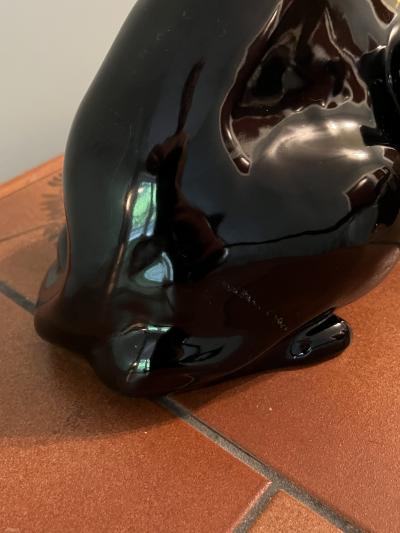  Wiener Werkst tte AUSTRIAN CERAMIC BLACK CAT WITH GLASS EYES BY WIENER WERKSTATTE