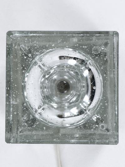  Wila Rare Mid Century Modern Hand Blown Ice Glass Cube Table Lamp by Wila Germany