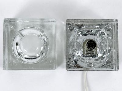  Wila Rare Mid Century Modern Hand Blown Ice Glass Cube Table Lamp by Wila Germany